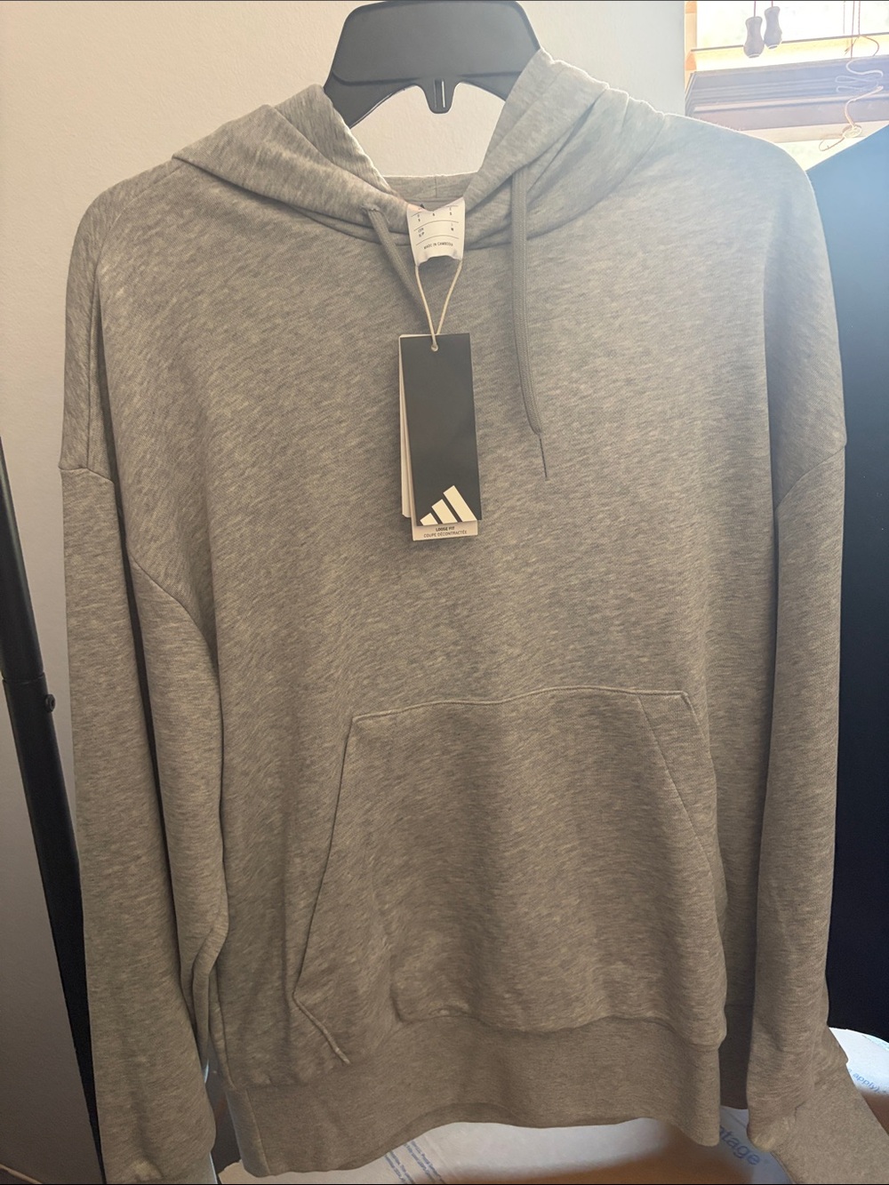 NEW WITH TAGS adidas Men's Heather Gray Hooded Sweatshirt